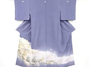 小林賢一郎作　本場加賀友禅海辺風景模様三つ紋色留袖(比翼衿付き)